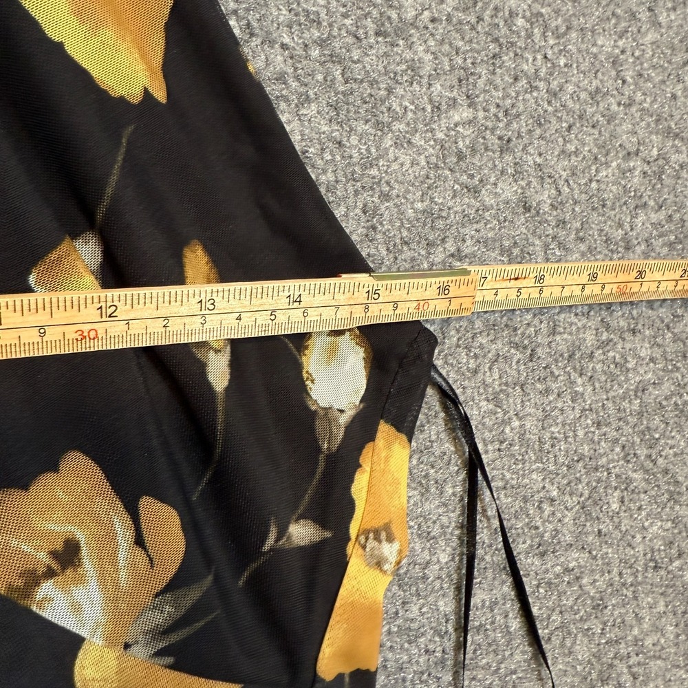Anthropologie Shirt Womens Large Black Floral Tieneck Shirred Halter Top Y2K NEW - Picture 6 of 11